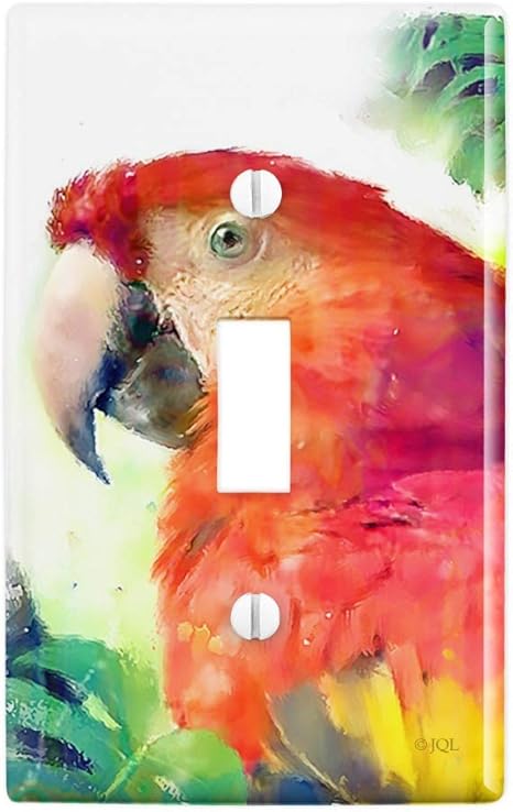 Amazon Co Jp 熱帯雨林マコウのオウム熱帯水彩プラスチック製の壁の装飾ライトスイッチプレートカバーをトグル ホーム キッチン