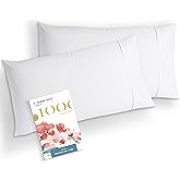 Carressa Linen 100% Egyptian Cotton King Size Pillow Cases Set of 2 - Luxury High Thread Count White King Pillowcases, Silky Soft, Cooling, Breathable Sateen Weave Hotel Quality Bed Pillow Cover