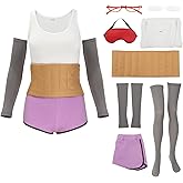 DAZCOS Anime Ayase Cosplay Costume Home Clothing Vest Shorts Eye Mask Glasses for Adults Women Halloween Party