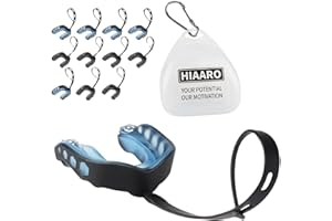 HIAARO 12-Pack Football Mouthguard with Straps and Case, Youth & Adults Sports Mouth Guard for Rugby, Hockey, Boxing, MMA, Basketball