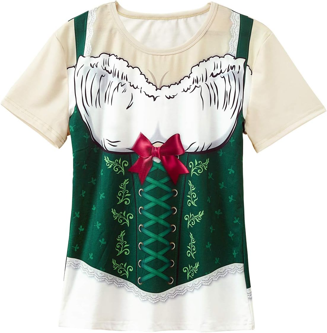 COSAVOROCK Women's Dirndl Dress Bavarian Oktoberfest Costume T-Shirts