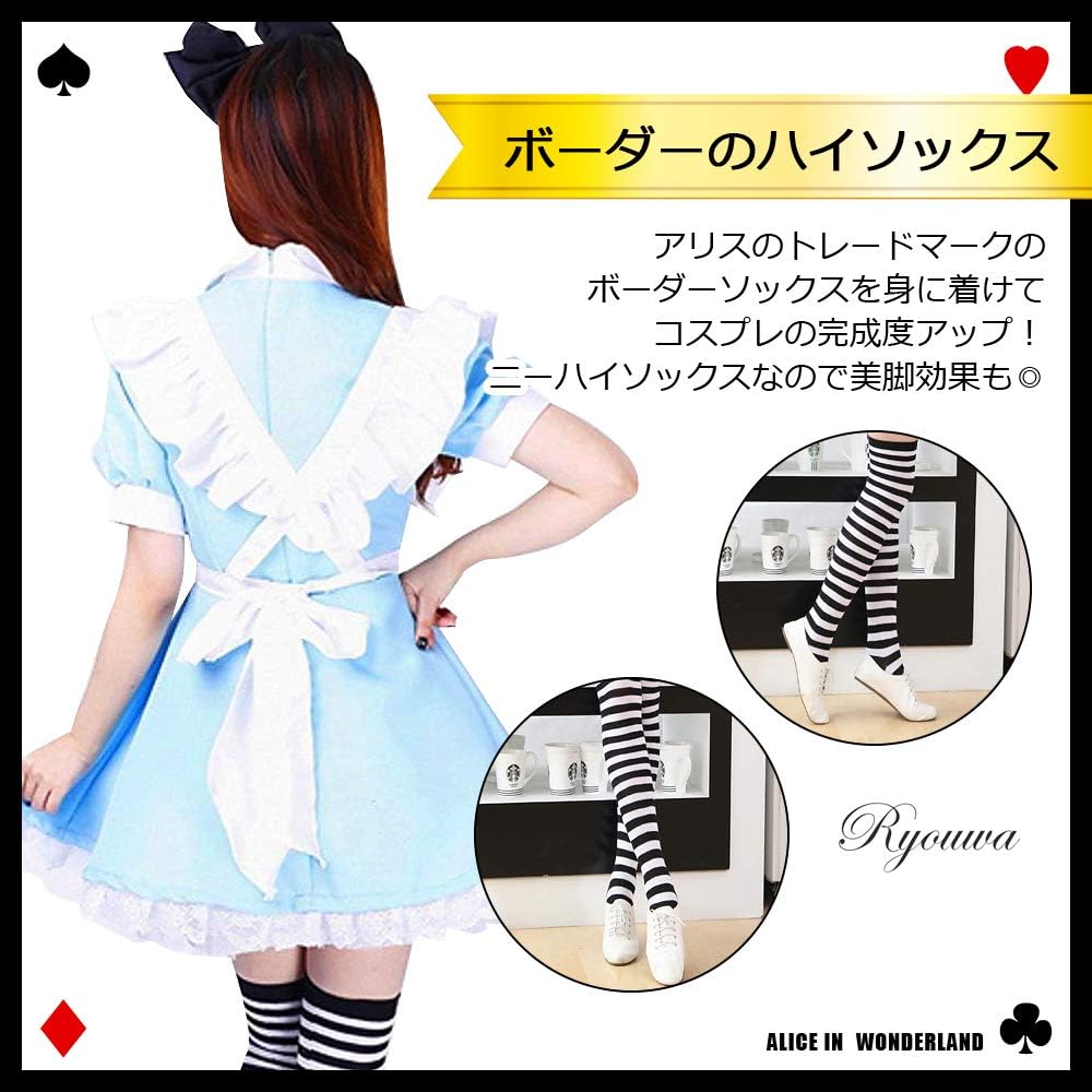 Amazon Ryouwa アリス コスプレ アリスコスプレ 衣装 6点セット 靴下 ドロワーズ タトゥーシール付 L コスプレ 仮装 通販
