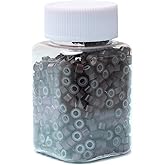 NIACONN 1000pcs 5 mm Tinsel Hair Extensions Beads, Silicone Lined Ring Micro Link I-tip Beads for Hair Extension - Dark Brown