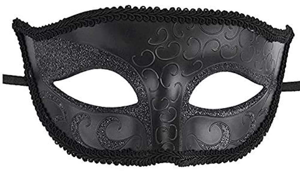 Mens Midnight Black Venetian Masquerade Carnival Ball Party Eye Mask