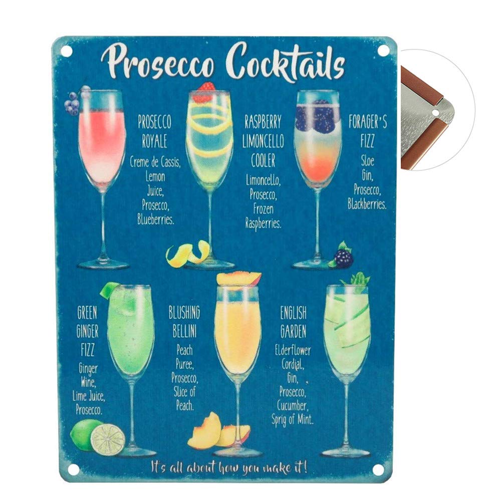 Sycle Circle Colorfast Vintage Metal Sign 7.87"x 11.81" Tin Sign Plaque Poster Wall Art Decoration for Cafe Bar Restaurant Pub, Beer Series ( Prosecco Coctails )