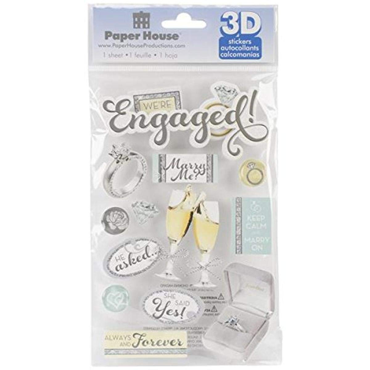 Paper House Productions STDM-0197E 3D Cardstock Stickers, Engaged