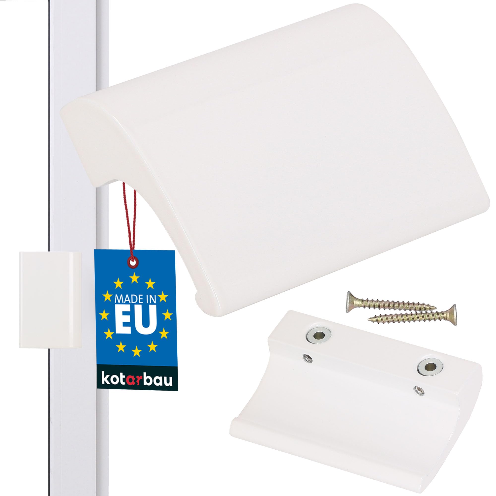 KOTARBAU Balcony Door Handle White RAL 9016 – Terrace Door Handle DE Luxe – Secure – Universal Pull Handle – Aluminum Balcony Handle
