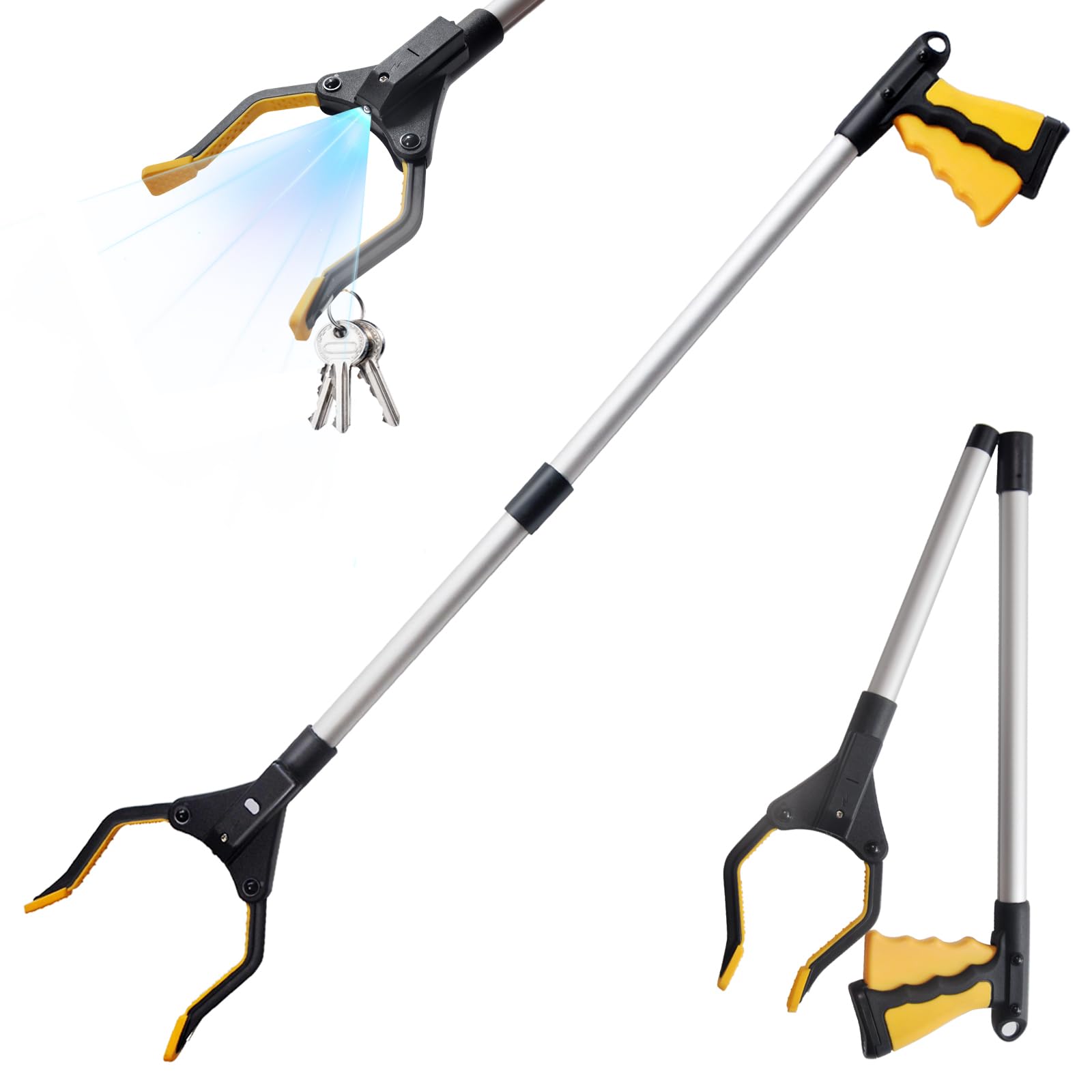 Photo 1 of 32" Reacher Grabber Tool, Rotating Head with LED Light & Magnetic Tip, Aluminum Lightweight Foldable Picker for Seniors, Garbage Picker Upper, Litter Pick Up, Grab Claw