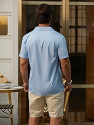 Hardaddy Men's Bowling Shirts Short Sleeve Button