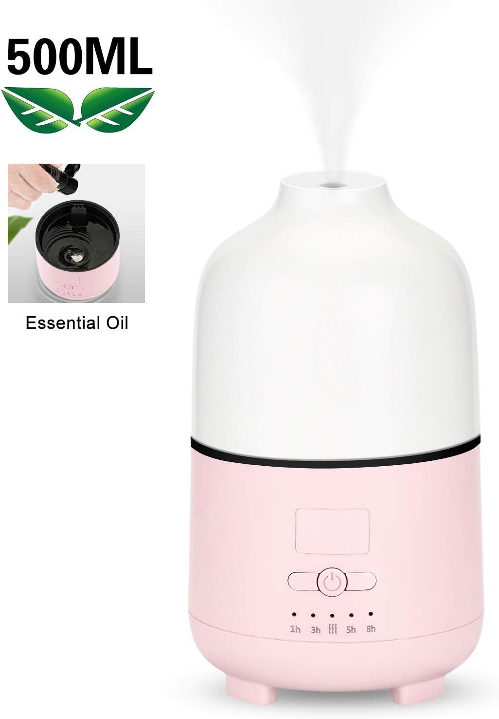 Aroma Diffuser Essential Oil Diffuser 500ML Ultrasonic Diffuser Cool Mist Humidifier with Auto Shut-off Function, One Fill for 16hrs Consistent Scent & Aromatherapy, BPA-free (Pink)…