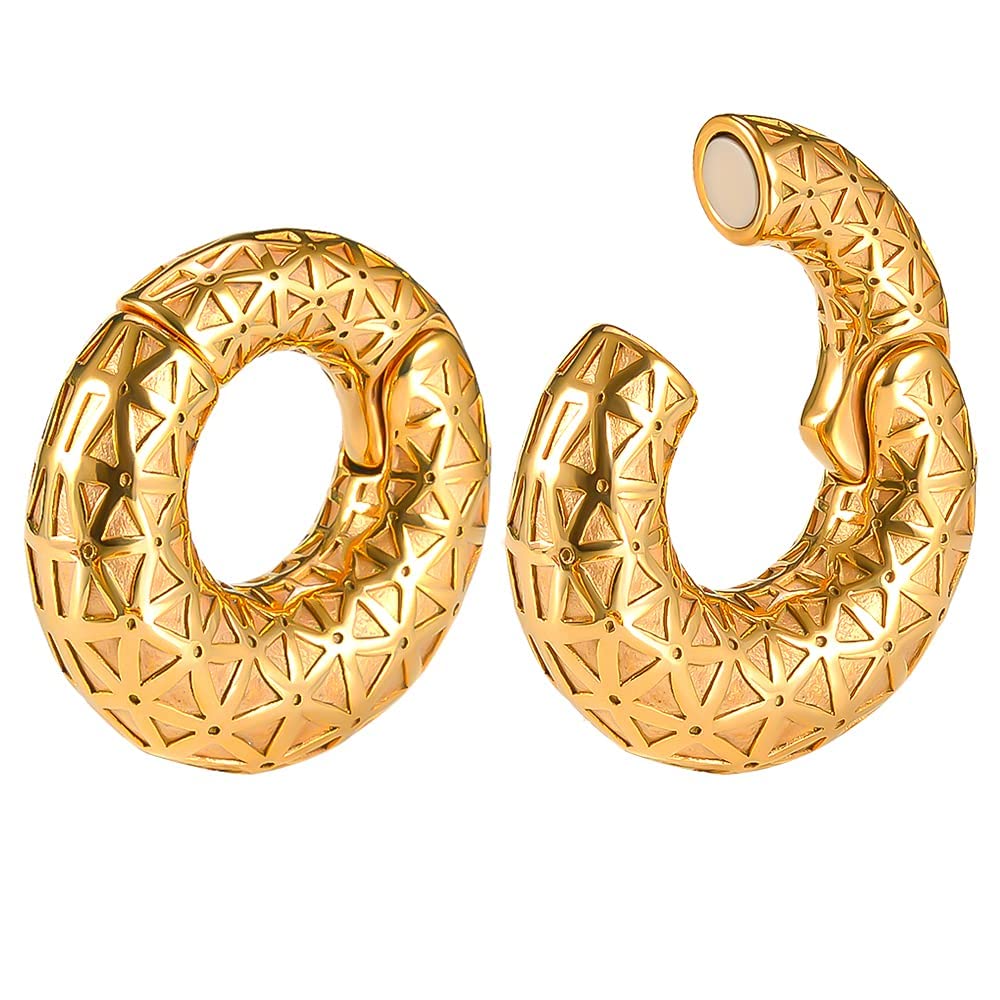 KOOBODY 0g(8mm) Stainless Steel Magnetic Ear Hanger Weight for Stretching Ear Lobe Women Men Dangle Plugs Tunnels Body Piercing Jewelry Kit