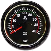 MOTOR METER RACING 85mm 3-3/8" Diesel Tachometer 4000 RPM 12/24 Volt | Fits Diesel Engine Alternator W Terminal, Black Dial, In-Dash, Universal
