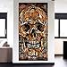 Large Canvas Wall Art Sugar Skull Feature Painting,Day of The Dead Contemporary Pictures Abstract Artwork Crossbones Framed Decor for Living Room 3 Panel Stretched Ready to Hang (28''Wx60''H)