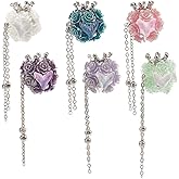 SUNNYCLUE 1 Box 6Pcs 6 Colors Rhinestone Pen Beads Clay Focal Bead Bulk 20mm Colorful Glass Rhinestones Heart Crown Flower Chain Diamond Pen Bead for Beaded Pens Jewelry Making Keychain Adults