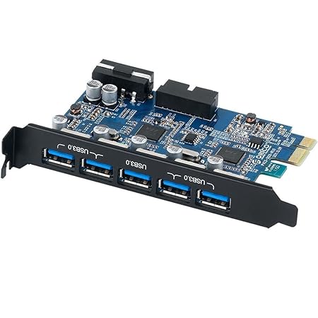 Orico PVU3-5O2I PCI Express 5-Port Erweiterungskarte mit 5 externen USB 3.0 Ports und einem internen USB 3.0 Dual Port 20-pol