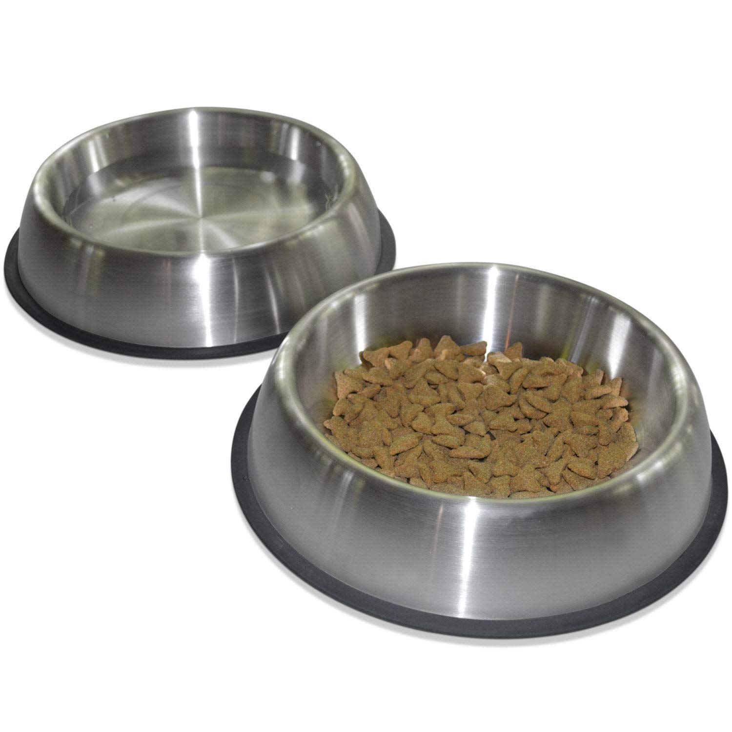 PetFusion Premium Brushed Anti-Tip Dog and Cat Bowls Food Grade Stainless Steel Bowl for Dogs and Cats Food and Water Bowls - 909ml