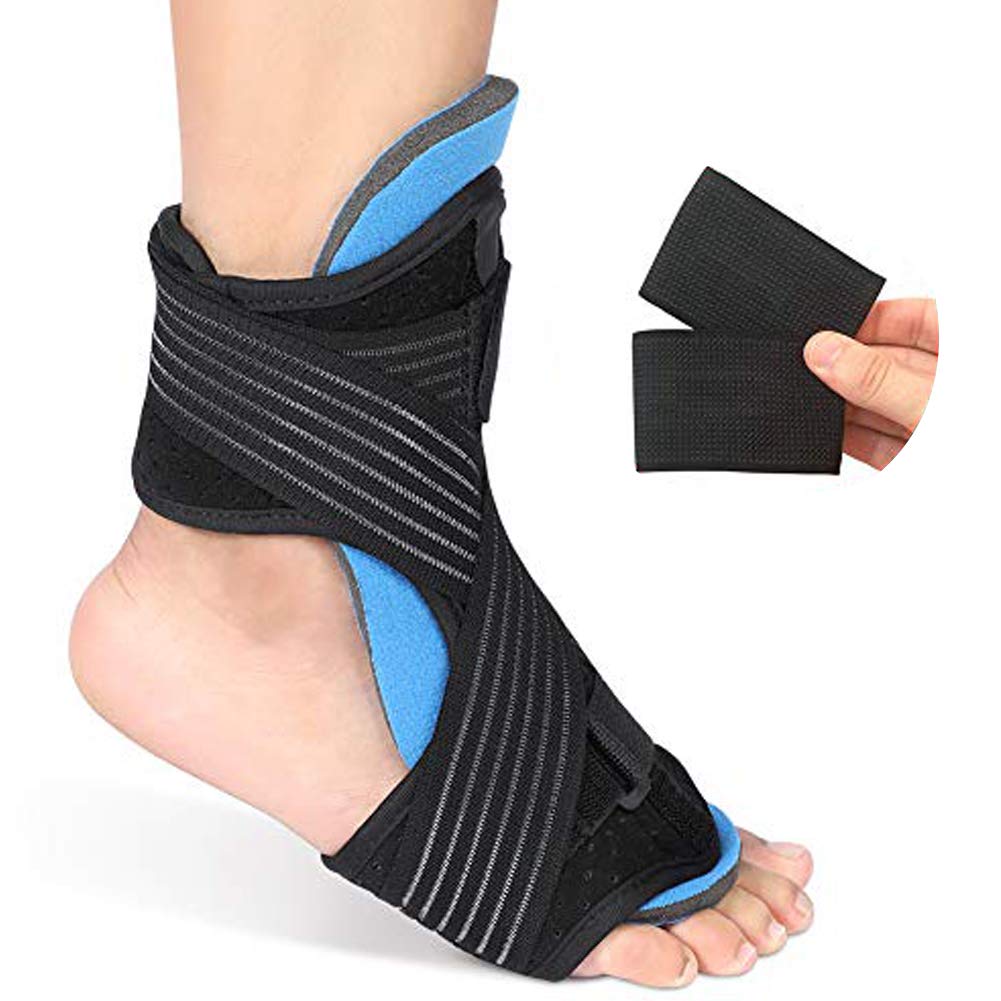 PINCOU Plantar Fasciitis Night Splint Drop Foot Splint Brace,Adjustable Soft Foam Padding Foot Support with 2 Pcs Arch Support for Effective Relief from Tendon Stretch,Achilles and Heel Spur Relief