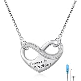 DAOCHONG Infinity Cremation Jewelry Heart Urn Necklaces for Ashes for Women 925 Sterling Silver Memorial Human Ashes Necklace Forever In My Heart Keepsake Gift