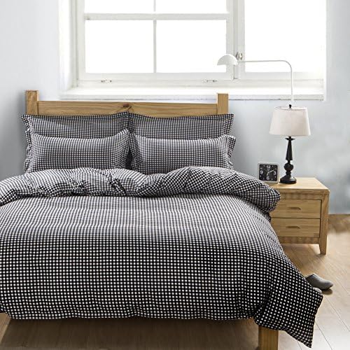 Rural Dandelion Luxury Duvet Cover Bedding Set - Hotel Quality, Comfortable, Breathable and Soft- 3 Piece, Full/Queen, the black and white checkered