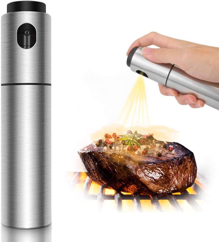 Olive Oil Sprayer Mister, Premium Stainless Steel Olive Oil and Cooking Oils Bottle, Cooking Oil Sprayer for Baking Roasting Grilling BBQ