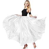 Baisdan Dance Skirt for Women, Flamenco & Belly Dance Skirt, Long Satin Spanish Folk Costume, Halloween Costume