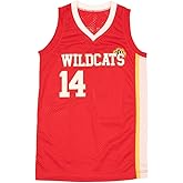 Boriz Zac E Troy Bolton 14 East High School Wildcats Claws Red Stitch Basketball Jersey (30)