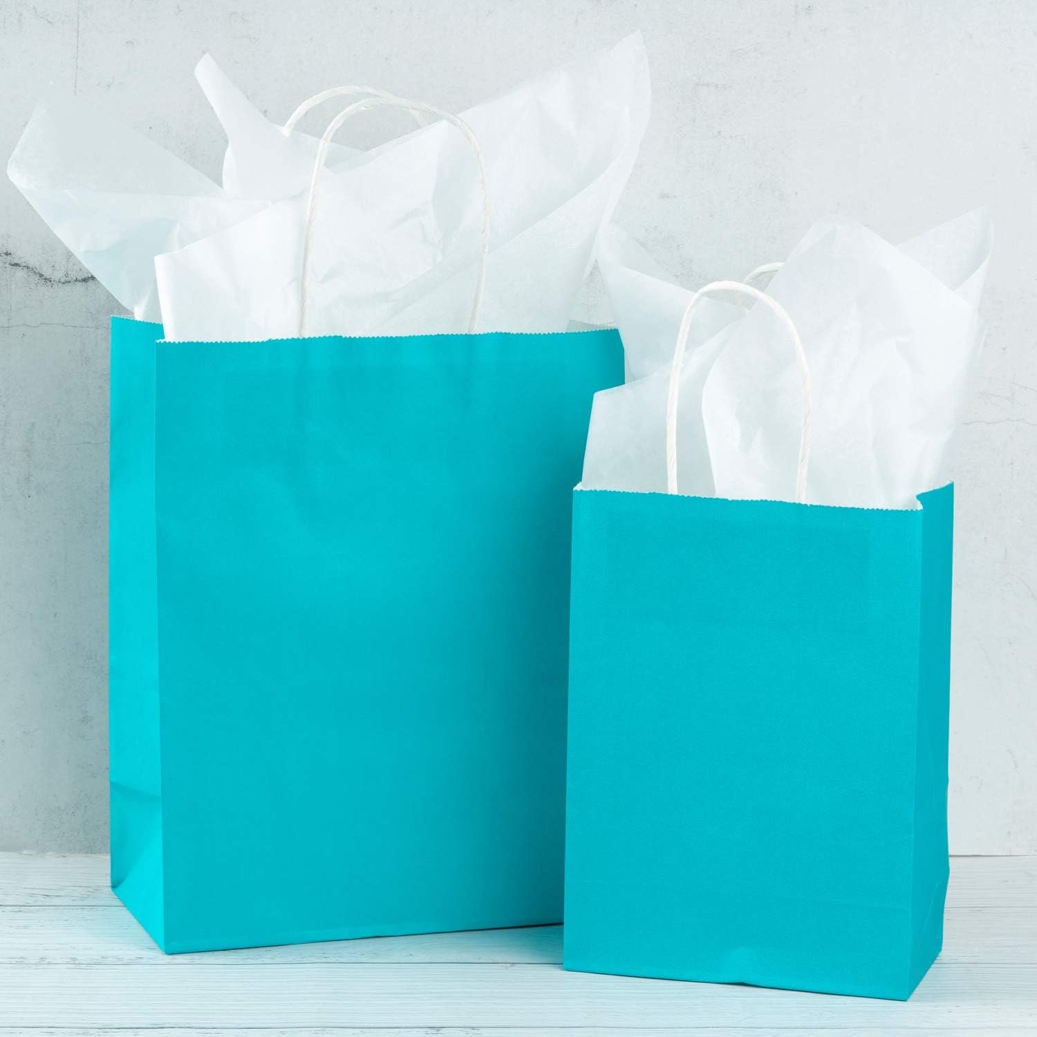 Loveinside 15x8x21 cm Paper Bags Small Kraft Blue Gift Bags Bulk with Handles for Birthday Wedding Party Favors 25pcs/ SET - Image 4