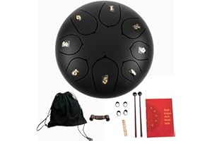 ARTCOCHAN Steel Tongue Drum Rain Drum for Outside 6 Inch 8 Notes Panda Drum Tongue Drum with Bag Sticks Music Book, Rain Chime, Sound Healing Instruments for Musical Education Meditation Accessories