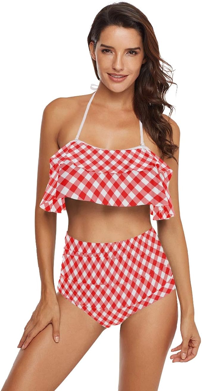 red gingham two piece set