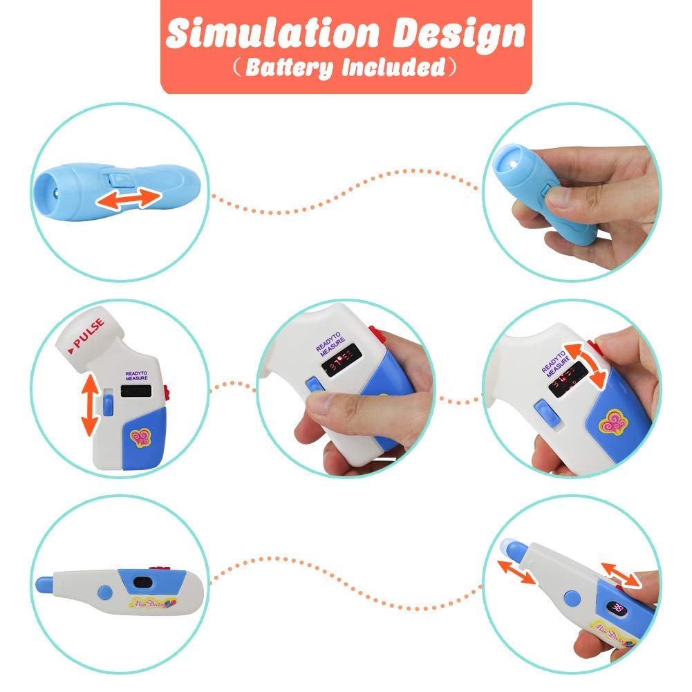 Malette Docteur Enfant Jouet Ambulance Kit Medecin Enfant Jeu de Rôle Valise Docteur 16 Pcs Jeu Imiter Docteur pour Bébé Enfants Garçon et Fille