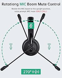 Wireless Headset with Mic for Work with AI Noise