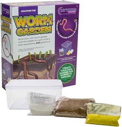Funtime Gifts PL7160 My World Worm Garden Tank educational kit 19.5x10.8x8.8 cm