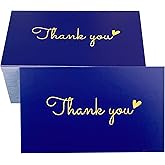 RXBC2011 100 Little Thank You Cards Gold Heart Design Bulk Thank you Notes for All Occasions 3.5 x 2 Inch Navy Blue