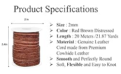 GENIQUE Real/Genuine Round Leather String Cord for