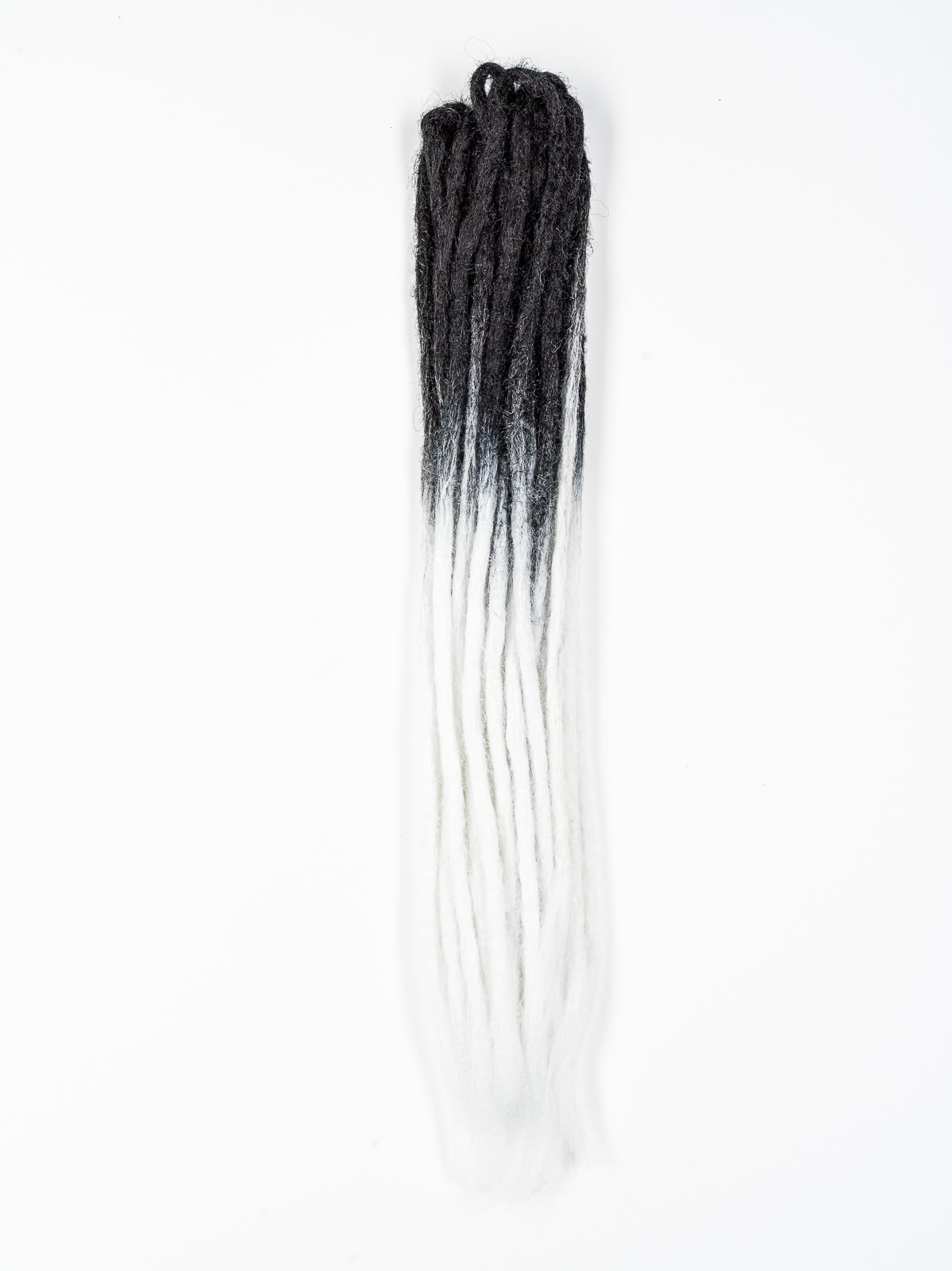 DreadLab - Double Ended Synthetic Dreadlocks (Pack of 10) Crochet Extensions (Black White Transitional Crochet)