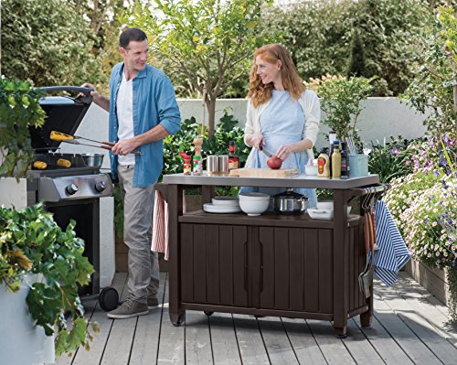 Keter Auflagenbox Beistelltisch Tisch für Grill, 298 L – Bild 5