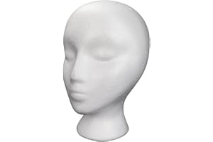 NEREIDS NET Foam EPS Mannequin Head Glasses Headset Wig Display Stand Women Head Model Hat Display Mold Female Styrofoam- Mannequin Head White Foam Wig Head Display Stand Manikin Head for Wigs Hats Sunglasses (White)