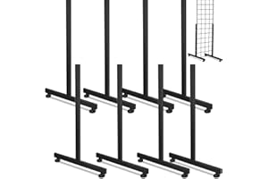 Fumete 4 Pairs Wire Grid Display Legs Gridwall T Base Rectangular Tube Leg Wire Wall Support Grid Panel Base Gridwall Accessories for 2 Feet Wall Display or Slatted Panels(Black)