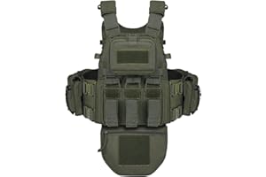 BOMTURN Great Tactical Outdoor Vest for Men Multifunctional Modular Molle Vest with Metal Buckles