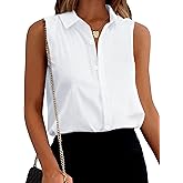 Zeagoo Women's Sleeveless Button Down Shirts Blouses Solid Casual Basic V Neck Tank Tops for Work S-XXL