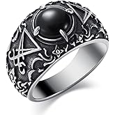 KIRTIJW Satanic Ring Baphomet Goat Satan Devil Sigil of Lucifer Rings for Men Women Stainless Steel Gothic Punk Rings Jewelry Size 7-13