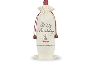 Raisingwell Birthday Wine Bag, Funny Birthday Gifts for Women Men, Wine Champagne Gift Bag With Drawstring, Birthday Party Decorations, Wine Set - Birthday Cake