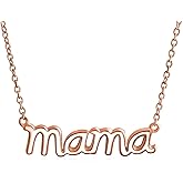 Bling Jewelry Personalized Name Plated Talk Station Pendant MAMA Word Necklace For Mother For Wife Women 14K Rose Gold Plated .925 Sterling Silver
