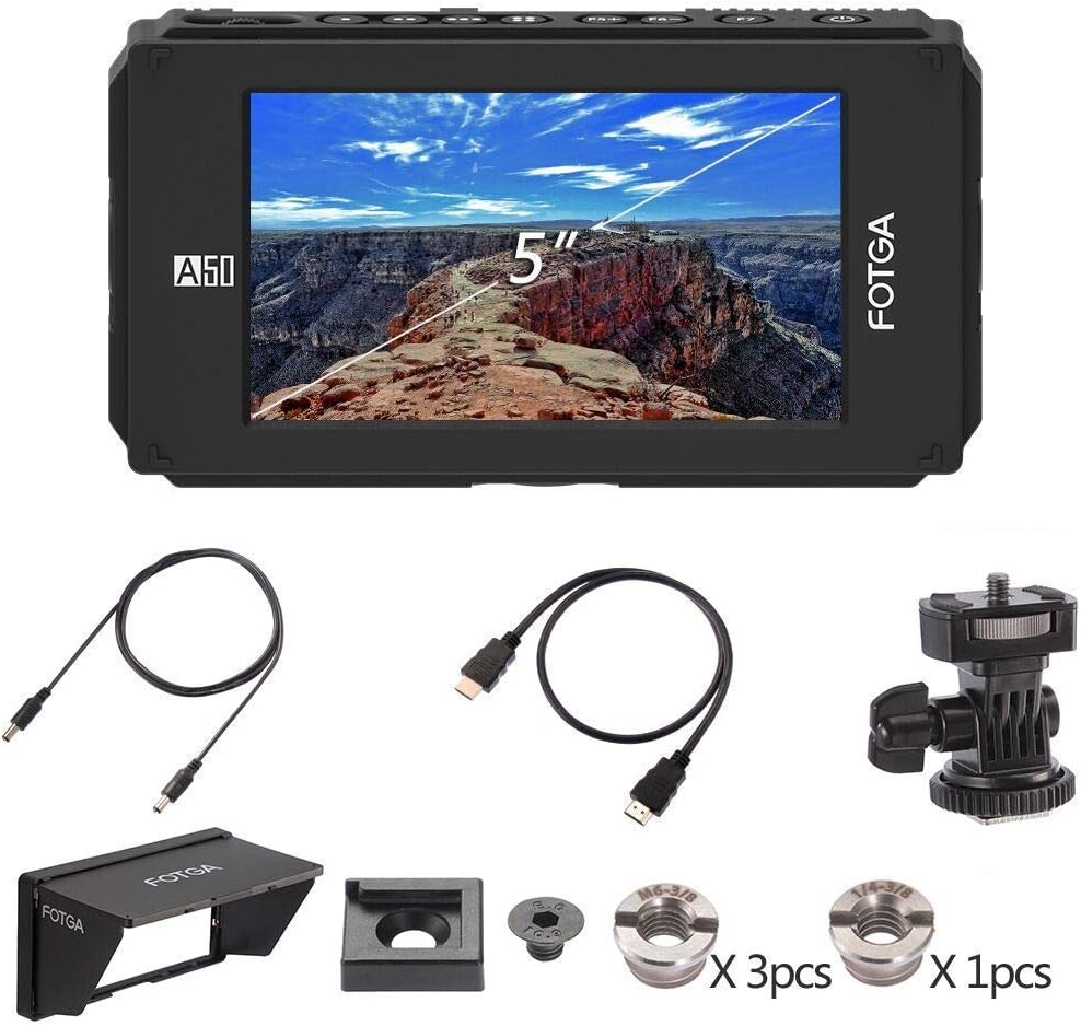 Fotga DP500IIIS A50T 5-inch FHD Video On-Camera Field Monitor, Touch Screen, 1920x1080, 510cd/m²