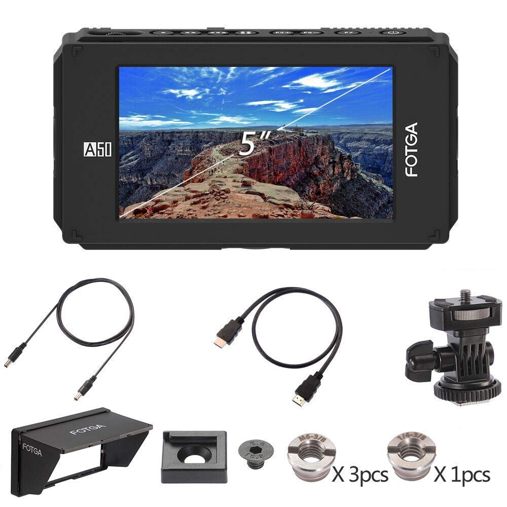 Fotga DP500IIIS A50T 5-inch FHD Video On-Camera Field Monitor, Touch Screen, 1920x1080, 510cd/m², HDMI 4K Input/Output,Dual NP-F Battery Plate for DSLR Mirrorless Camera 5D III IV A7 A7S A7R II GH4/5