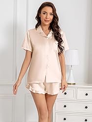 Umeyda Girls Satin Silky Collar V Neck Ruffle Short