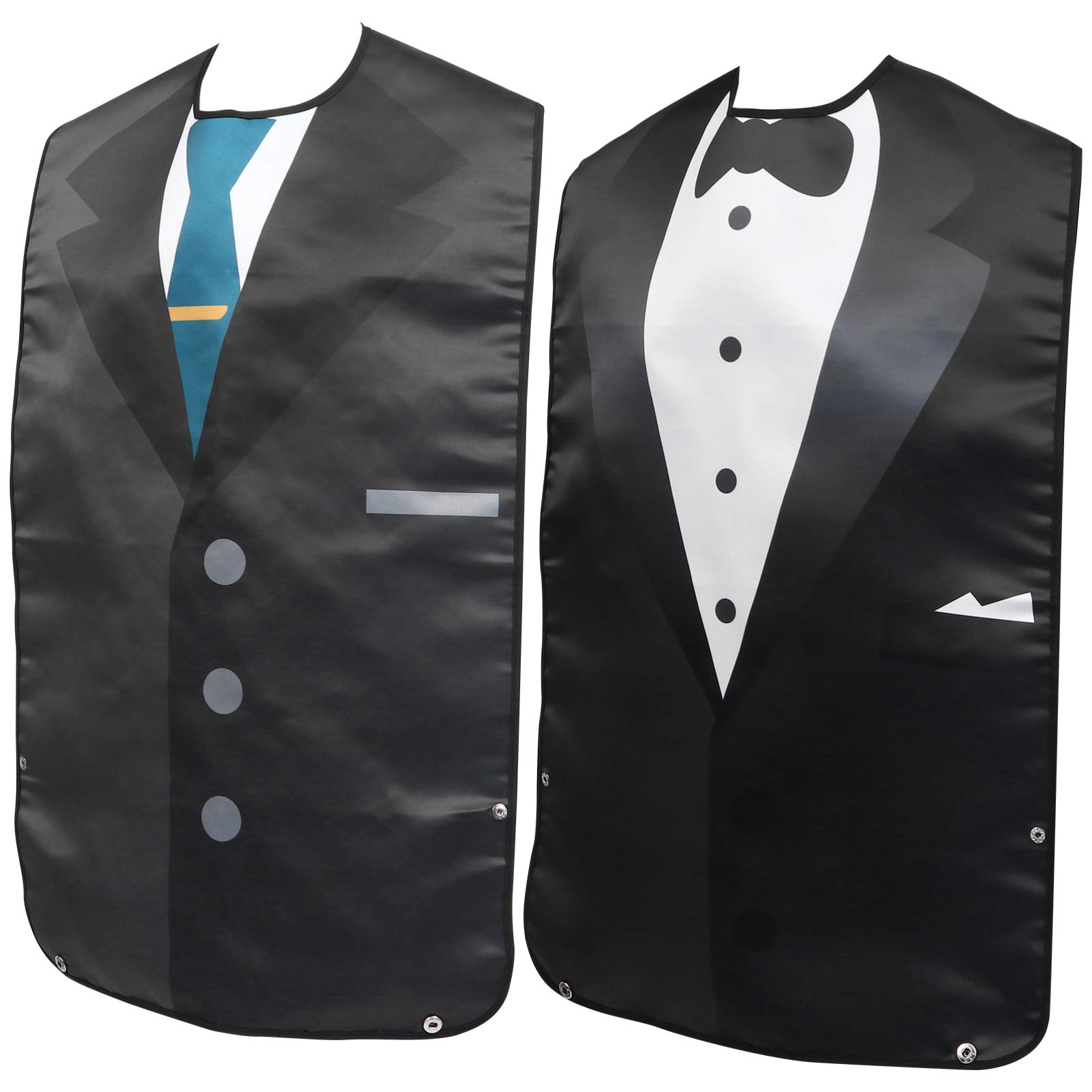 Milisten 2pcs Adult Bibs for Men Dress Clothing Protectors for Eating Senior Adult Bib Crumb Catcher Waterproof Reusable Washable Suit Bib