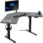 VIVO Black 47 x 47 in Corner Standing Desk, DESK-E1L94B | Electric, Holds 154 lbs, L-Shaped Table, Sit Stand, Height Adjustable, Memory Presets, Home Office, Black Frame