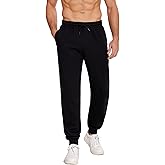 PINSPARK Men's Fleece Lined Joggers with Zipper Pockets Cotton Athletic Sweat Pants for Mens Casual Heavyweight Lounge Pants