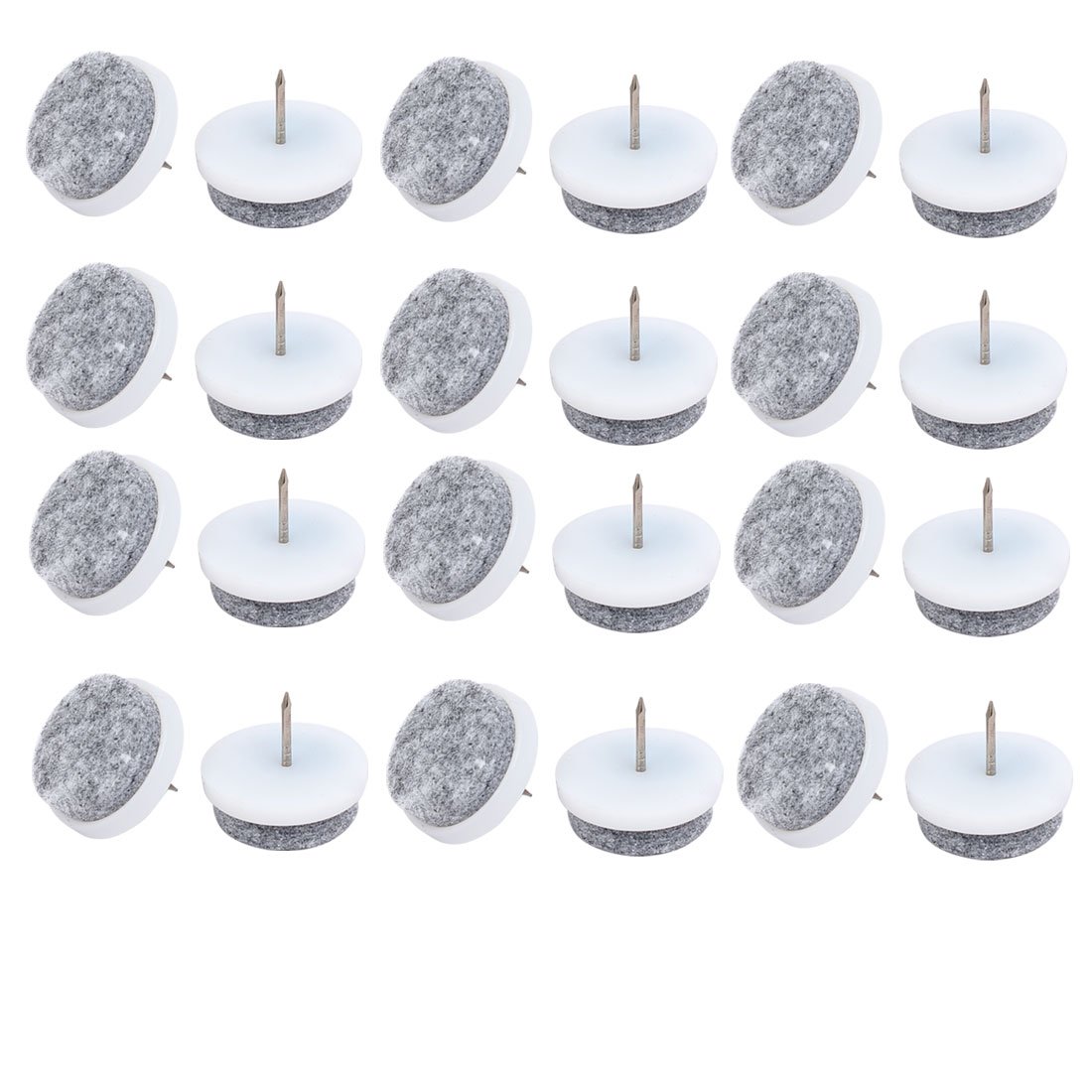 Sourcingmap 28mm Dia Nail-on Anti-Sliding Felt Pad 24pcs for Wooden Furniture Chair Table Leg Feet